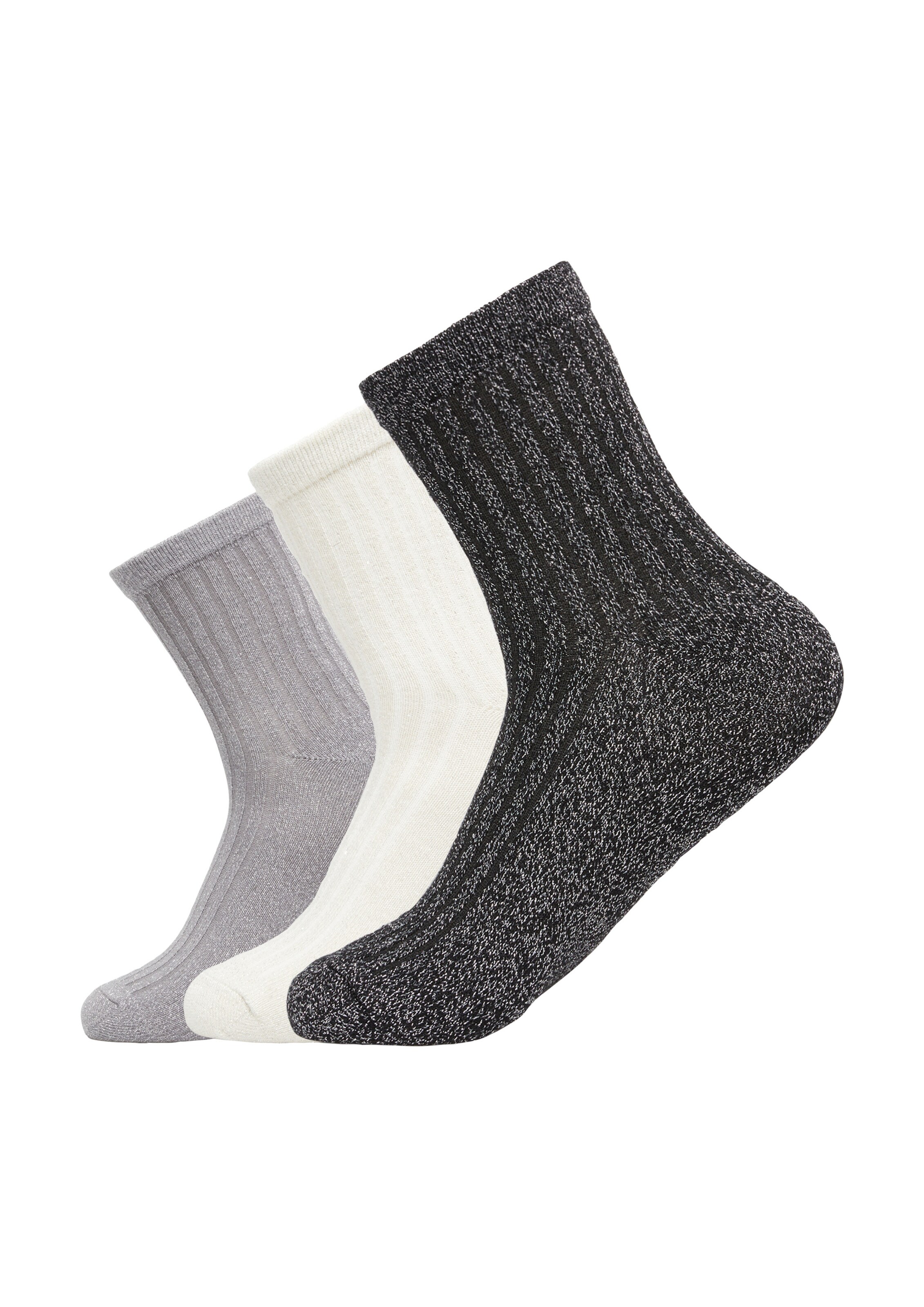 COMMA Socken in hellgrau / schwarzmeliert / wollweiß, Produktansicht