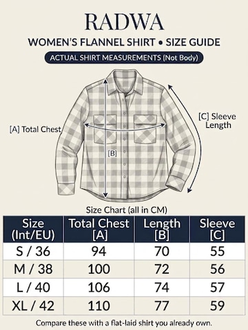 Radwa Blouse 'Women's flannel shirt with 4 Pockets' in Blue