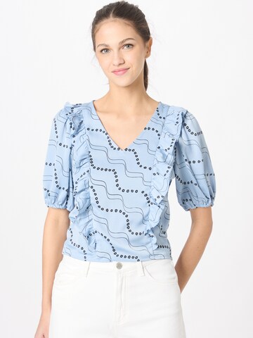 PIECES Blouse 'Haisley' in Blauw: voorkant