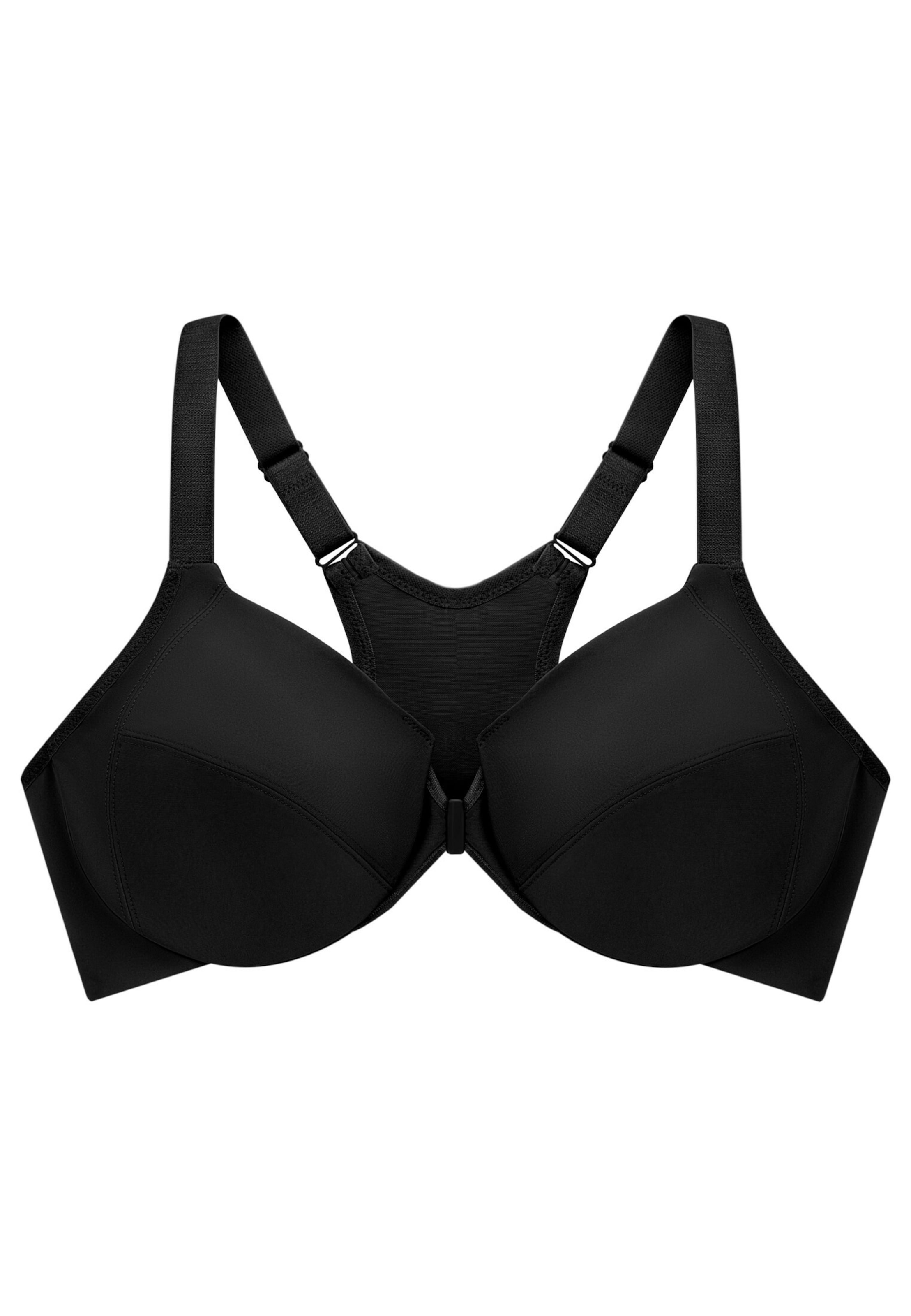 GLAMORISE T-Shirt BH 'WonderWire' in Schwarz: Vorderseite