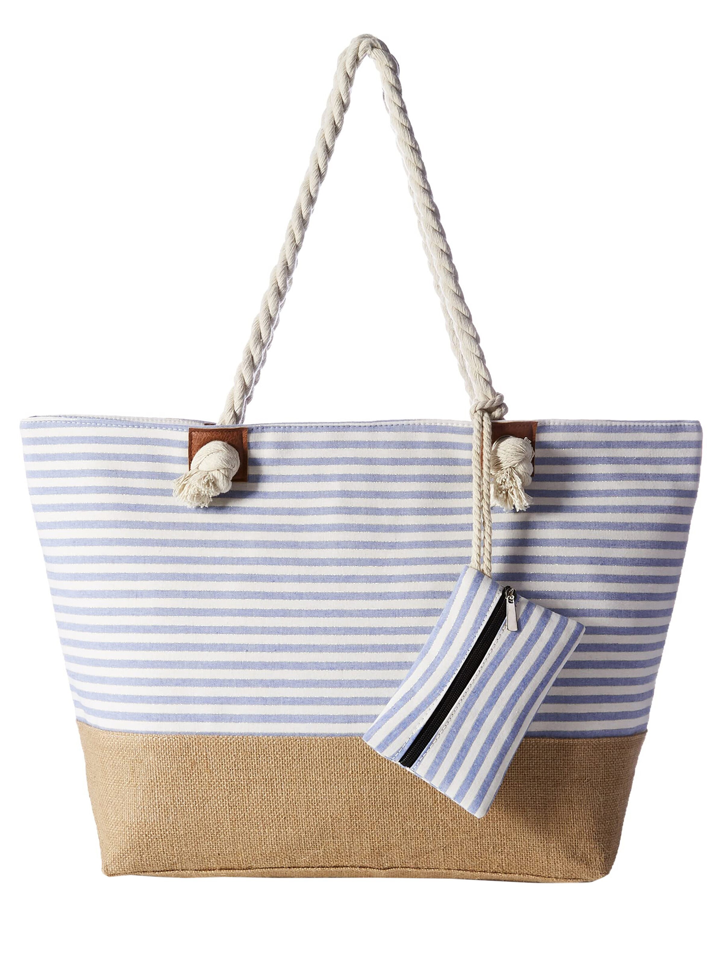 DonDon Strandtasche 'DonDon Strandtasche mit Reißverschluss Shopper Beach bag Badetasche Bunte Welt'‌‌ in Blau: Vorderseite