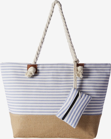 DonDon Beach Bag 'DonDon Strandtasche mit Reißverschluss Shopper Beach bag Badetasche Bunte Welt' in Blue: front