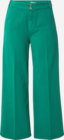 Wide leg Pantaloni cu dungă de la UNITED COLORS OF BENETTON pe verde: față