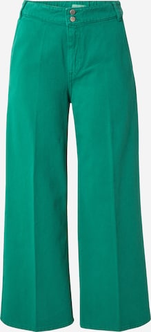 UNITED COLORS OF BENETTON Wide Leg Bukser med fals i grøn: forside