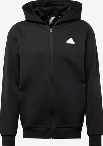 ADIDAS SPORTSWEAR - Sudadera con cremallera deportiva en negro: frente