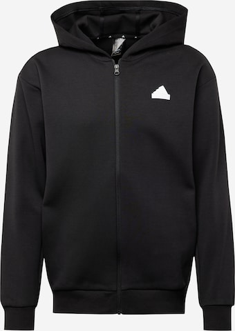 ADIDAS SPORTSWEAR Athletic Zip-Up Hoodie in Black: front