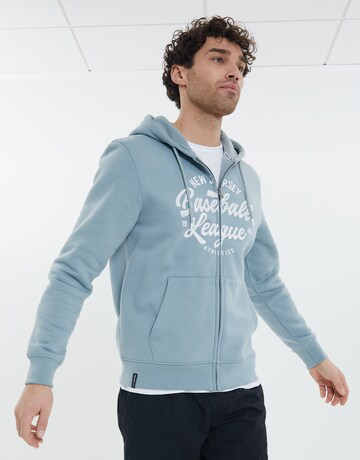 Threadbare Zip-Up Hoodie in Blue: front