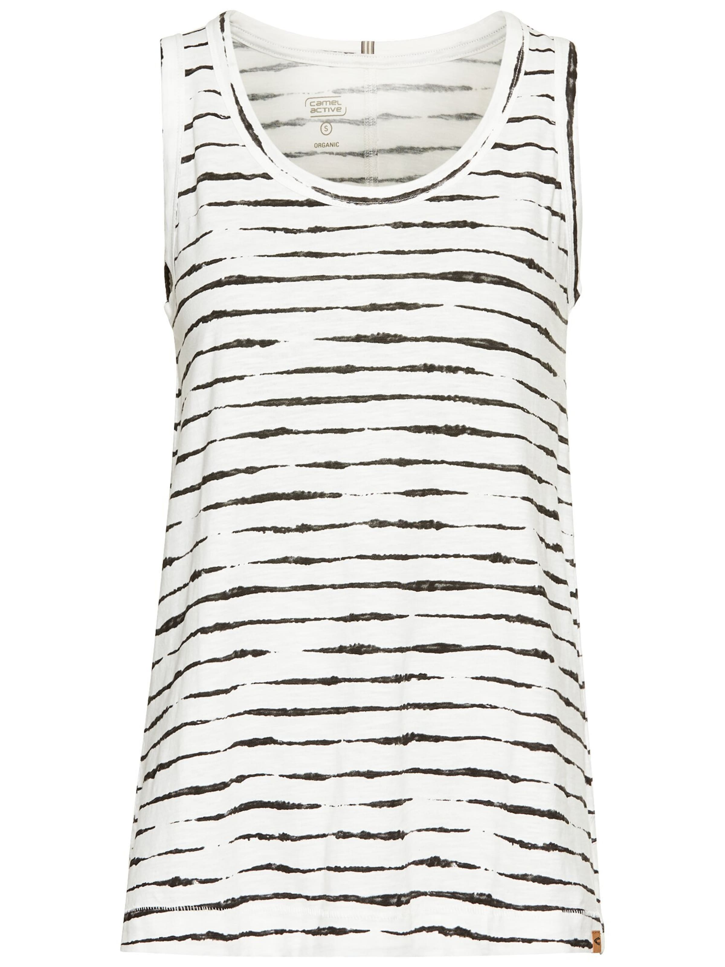CAMEL ACTIVE Leichtes Baumwoll-Top mit Streifenmuster in Weiß: Vorderseite