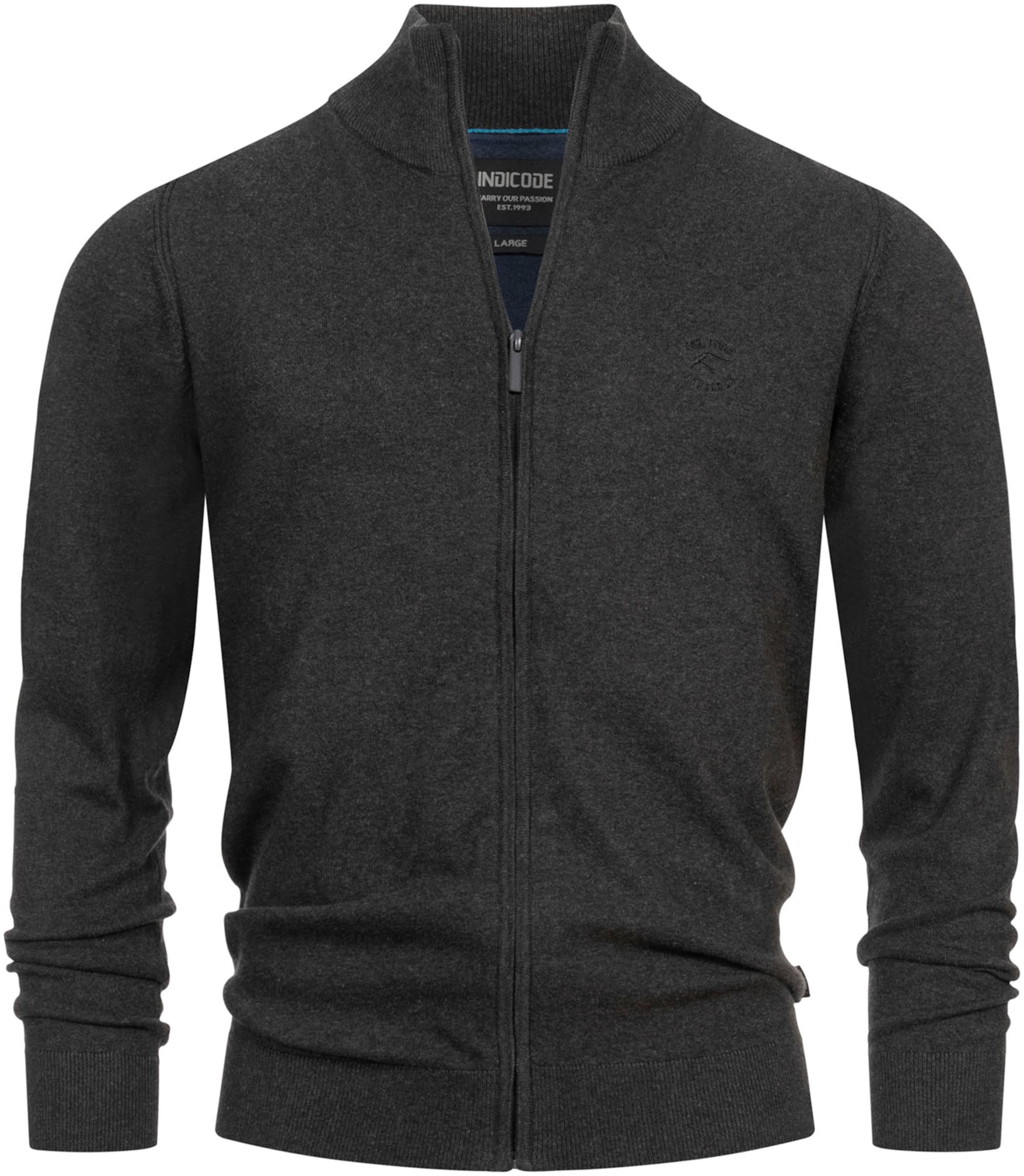 INDICODE JEANS Knit Cardigan in Grey: front
