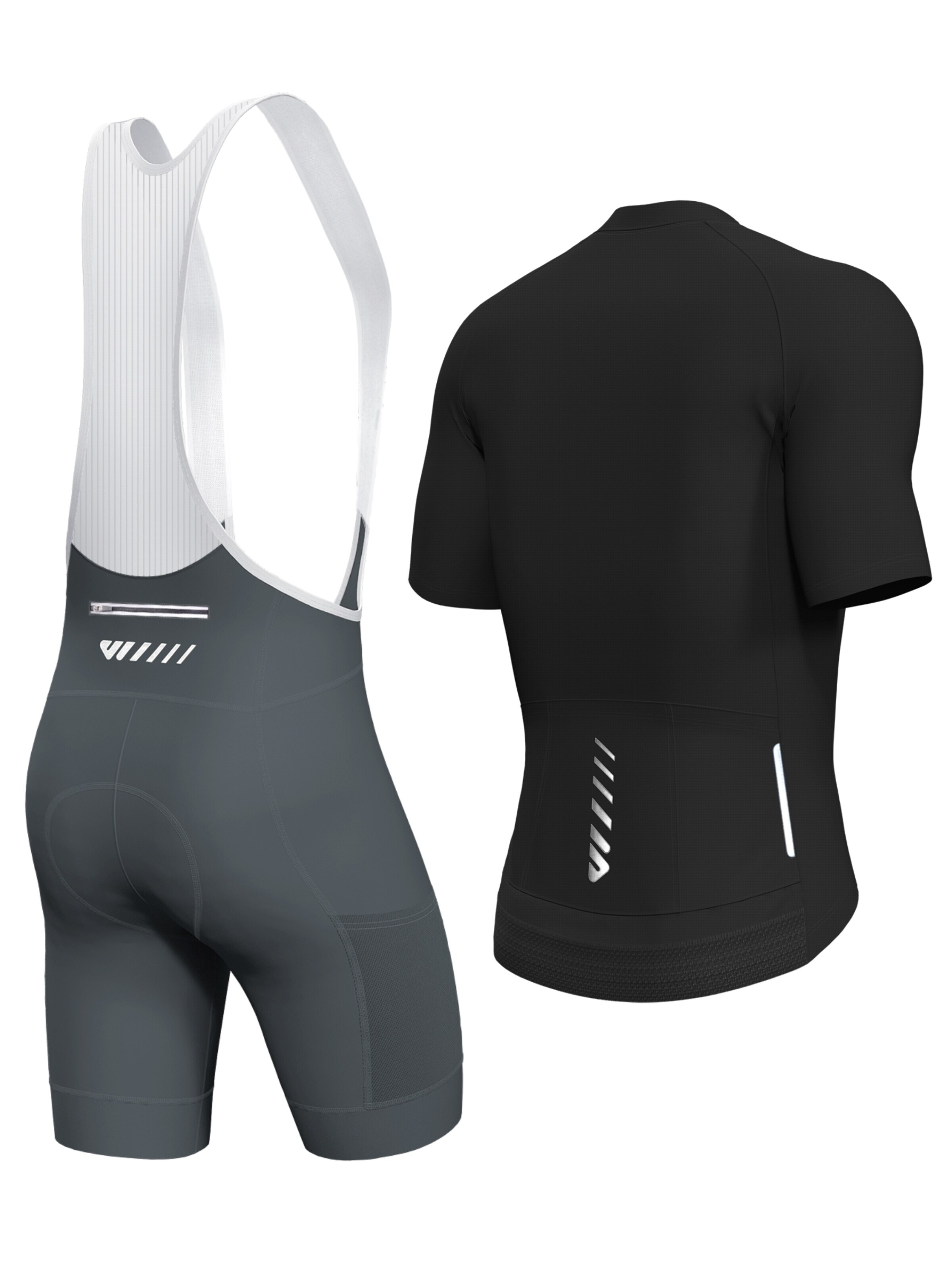 WULIBIKE - Ropa para correr 'Wulibike Radsport-Set 'Gran Fondo' Schwarz/Grau' en negro