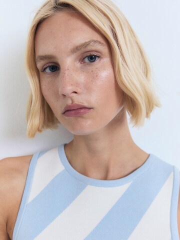 MANGO Knit dress 'RALLADO' in Blue