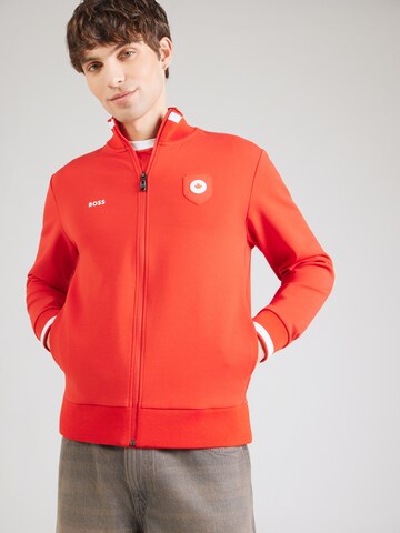 Veste de survêtement BOSS en rouge : devant