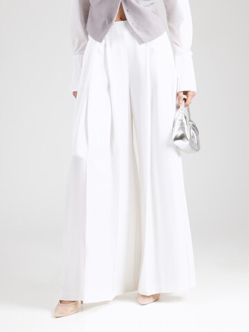 BOSS Wide leg Pleat-front trousers 'Tetosa' in White: front