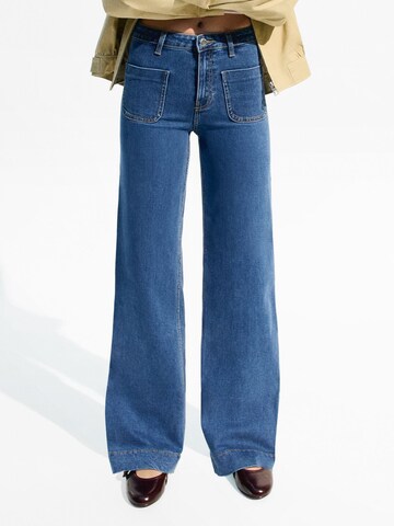 Wide Leg Jean Bershka en bleu : devant