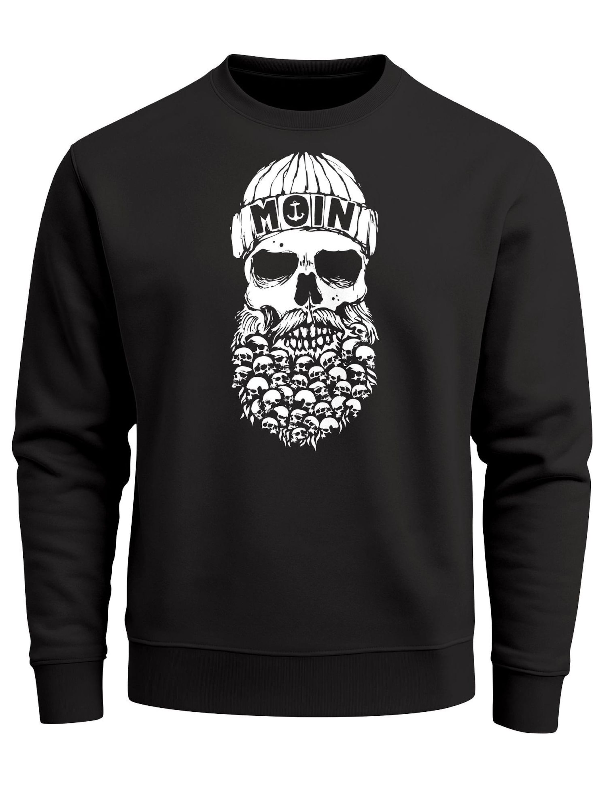 Neverless Sweatshirt 'Moin Skull' in Black: front