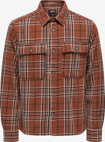 Only & Sons Button Up Shirt in Brown: front