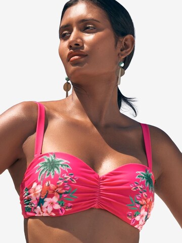 Bandeau Hauts de bikini love & roses en rose : devant