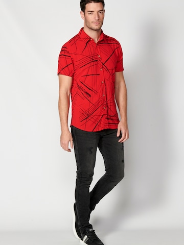 KOROSHI Regular fit Button Up Shirt in Red