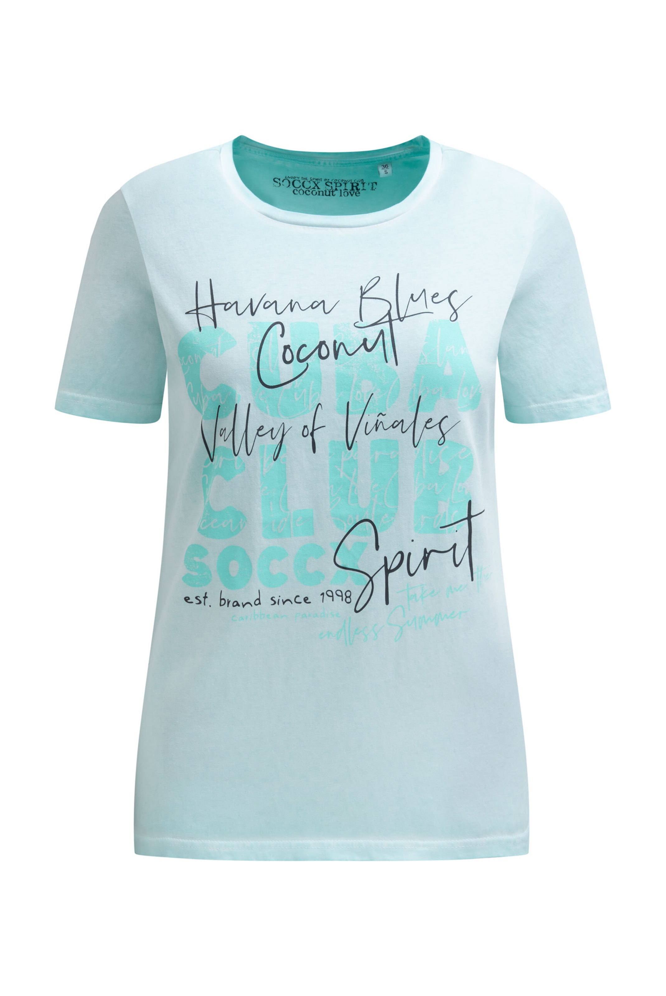 Soccx T-Shirt Inside Oil Dyed mit Cuba Print in Blau: Vorderseite
