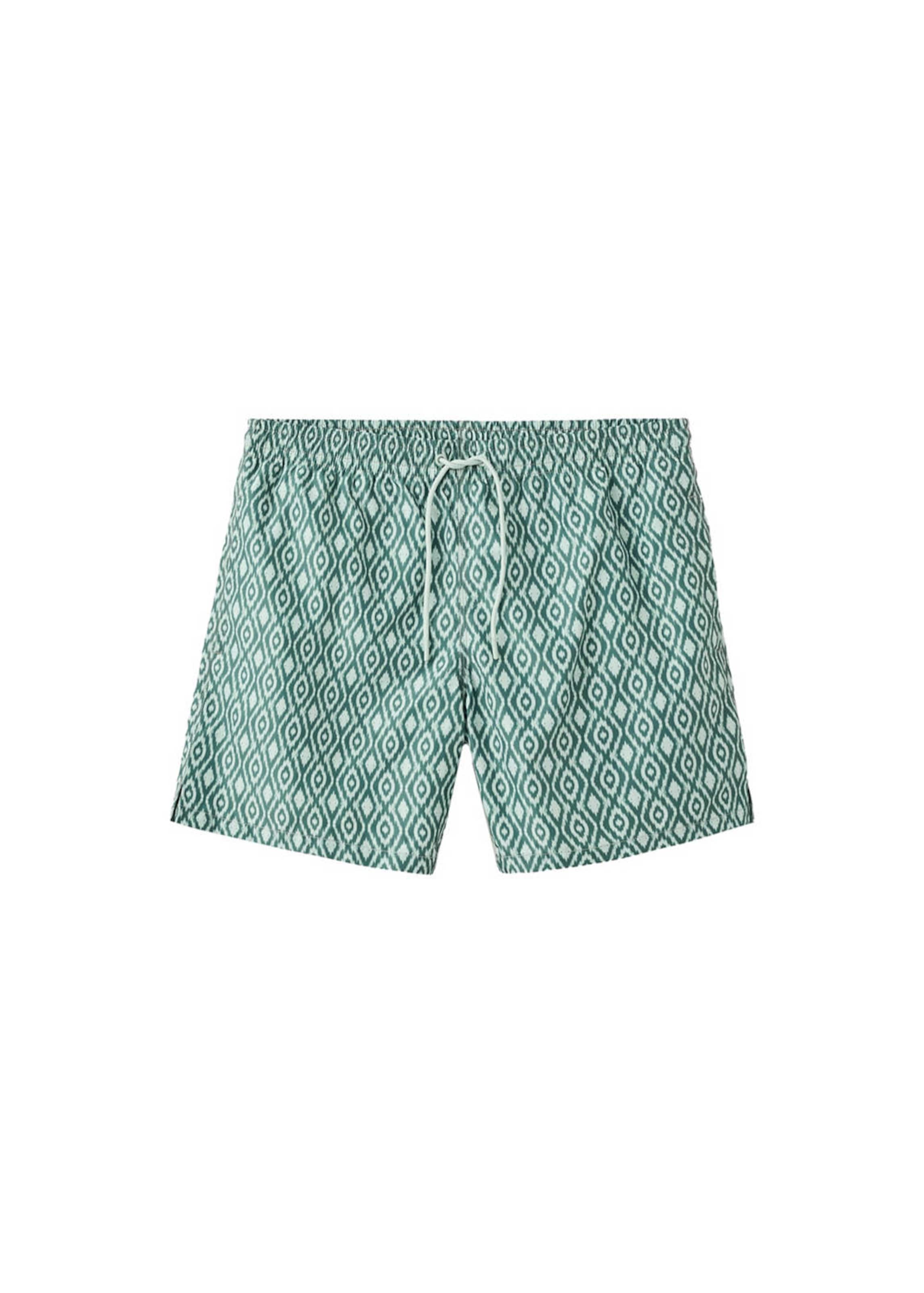MANGO MAN Board Shorts 'Geo2' in Green: front