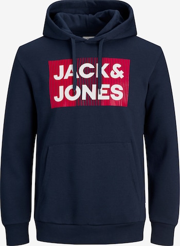 JACK & JONES Sweatshirt 'JJECORP LOGO SWEAT HOOD NOOS' in Blue: front