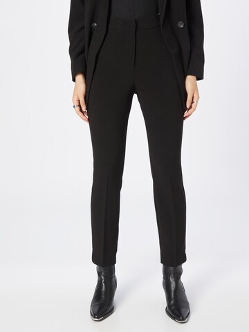 Warehouse Slim fit Pleated Pants in Black: front