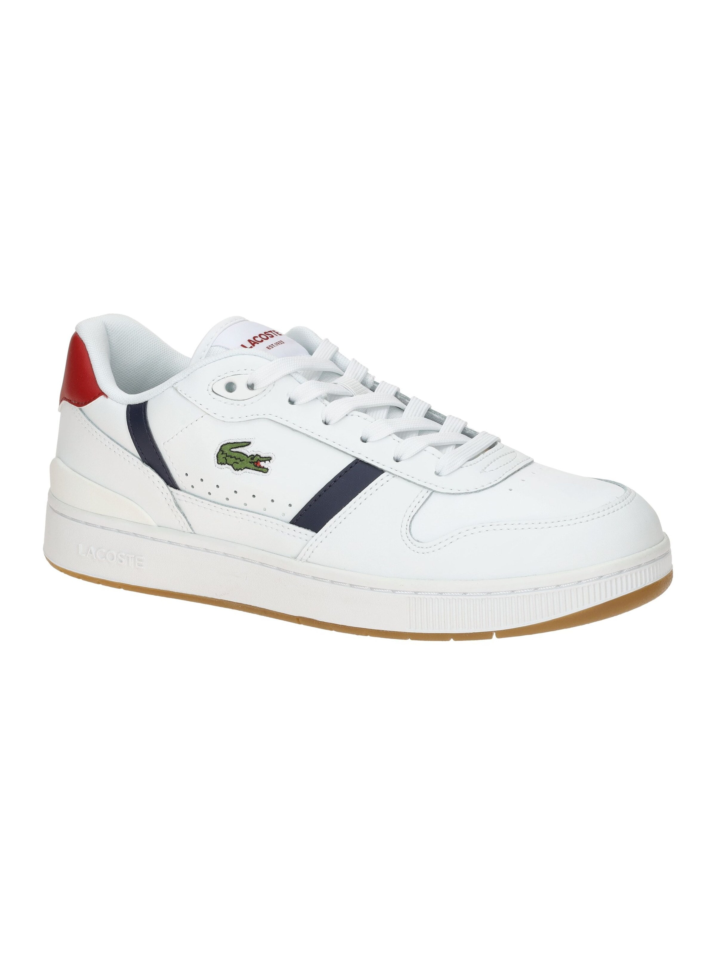 LACOSTE Lace-Up Shoes 'Lacoste T-Clip Set Schuhe Sneakers weiß rot navy 0094' in White: front