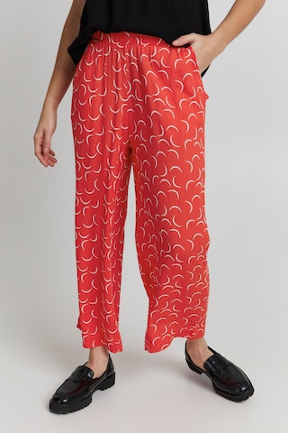 ICHI Wide leg Broek 'IHMARRAKECH' in Rood: voorkant