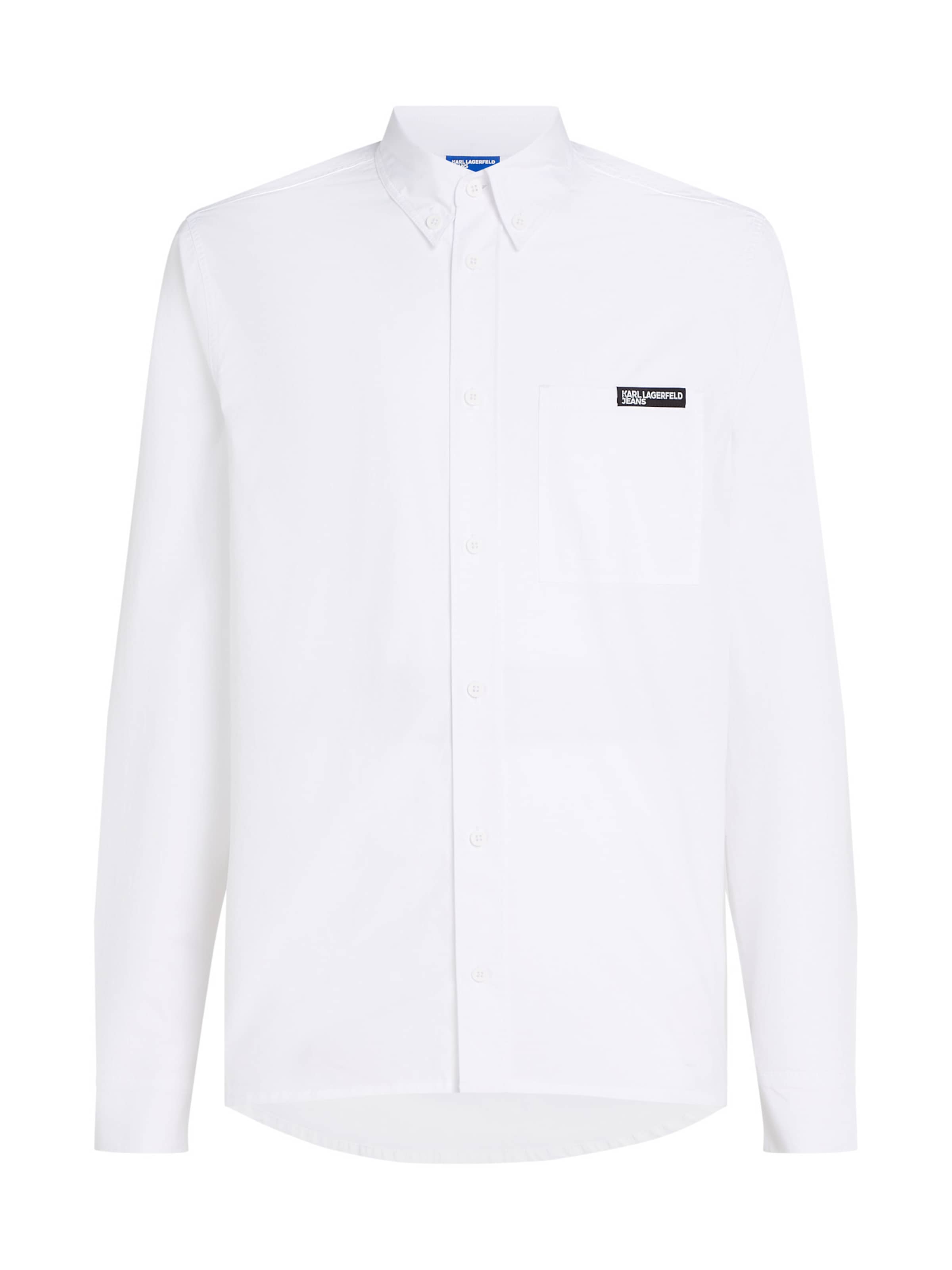 KARL LAGERFELD JEANS Regular fit Srajca 'Poplin' | bela barva: sprednja stran