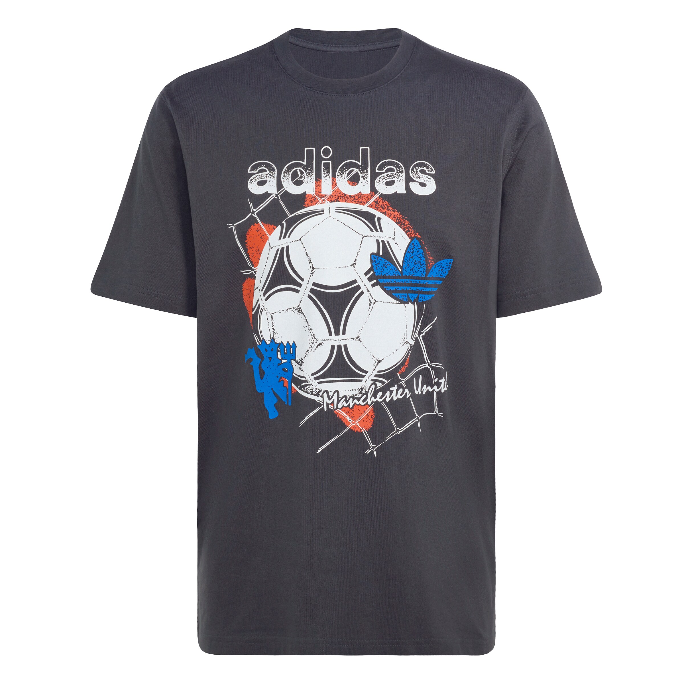 ADIDAS PERFORMANCE T-Shirt fonctionnel 'MUFC' en S en bleu / rouge clair / noir denim / blanc, Vue avec produit