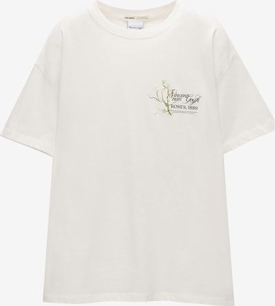 Pull&Bear T-shirt en jaune pastel / vert / noir / blanc naturel, Vue avec produit