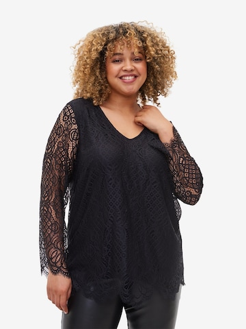 Zizzi - Blusa 'Dindy' em preto: frente