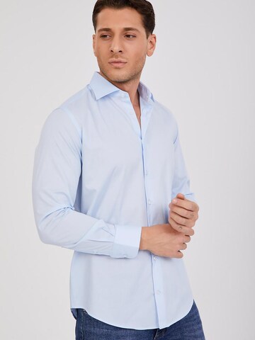 Slim fit Camicia business 'Firenze Essentials Poplin Stretch Man Shirt White' di 7Camicie in blu