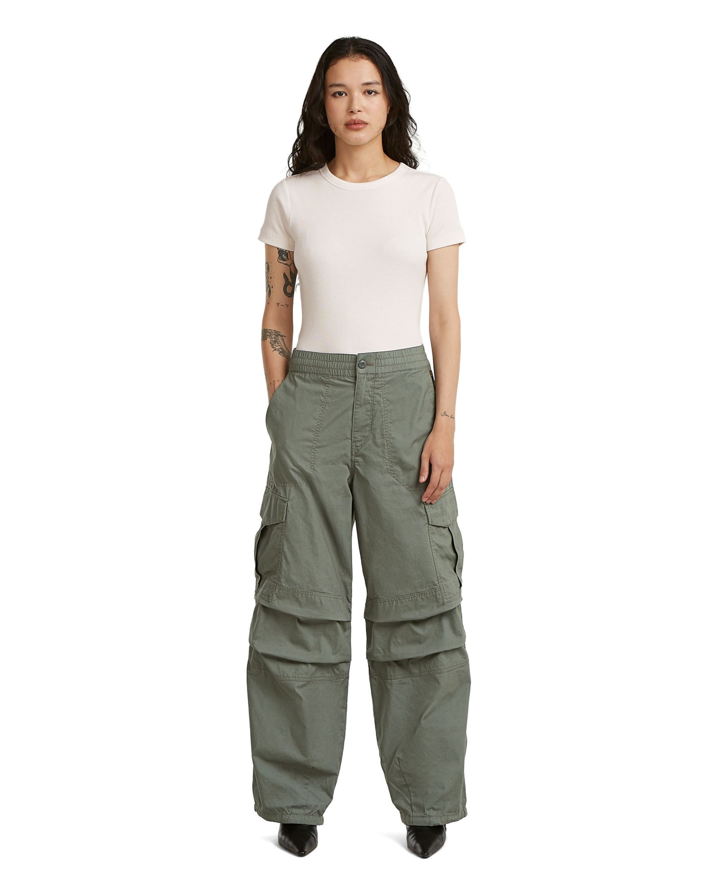G-STAR Loosefit Cargo pant - 'Wide Leg Cargo Pants' in Grün