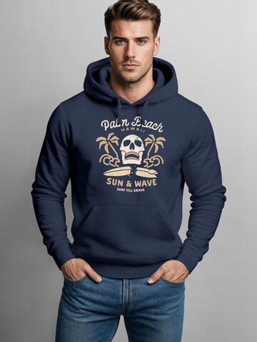Neverless Sweatshirt 'Skull Surfing' in Blue