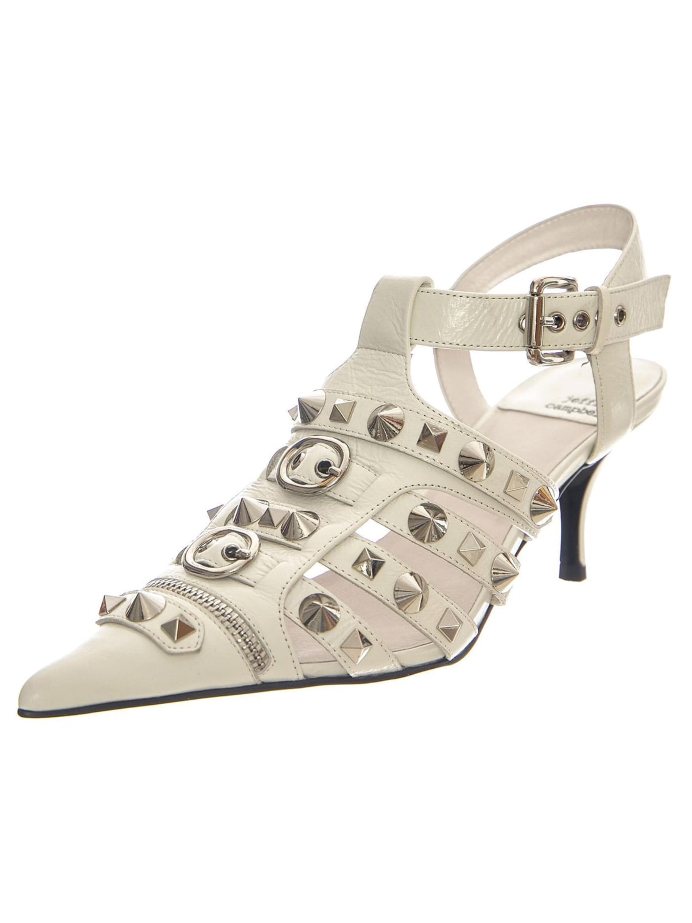 Jeffrey Campbell Sandały 'Rocked Ivory Crinkle Silver' w kolorze biały: przód