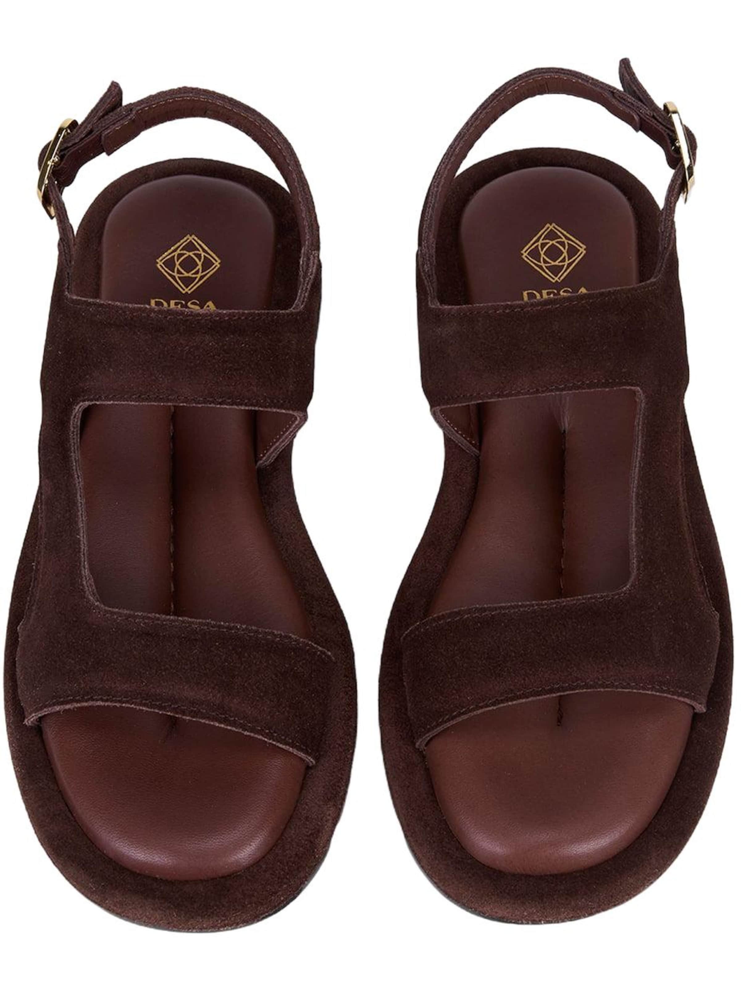 Desa - Sandalias 'DESA Damen-Sandalen aus Wildleder mit Knöchelschnalle' en marrón