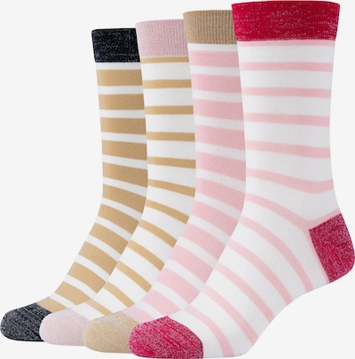 s.Oliver Socken in dunkelbeige / hellpink / weinrot / schwarz / weiß, Produktansicht