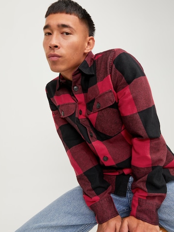 JACK & JONES Regular fit Button Up Shirt 'Edarren' in Red