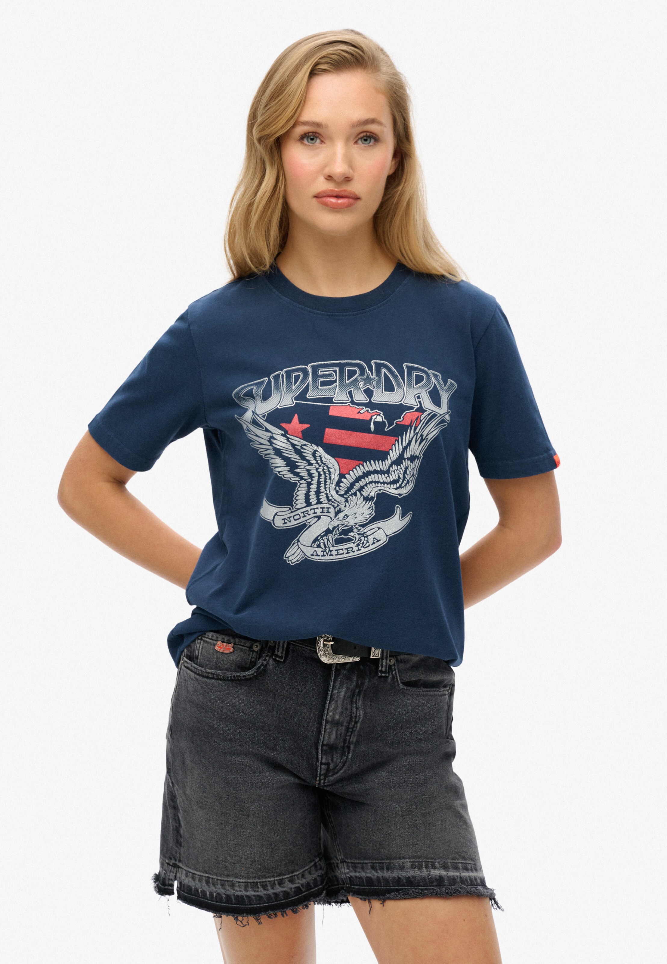 T-shirt 'Varsity' Superdry en bleu : devant