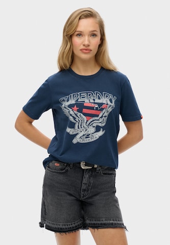 T-shirt 'Varsity' Superdry en bleu : devant