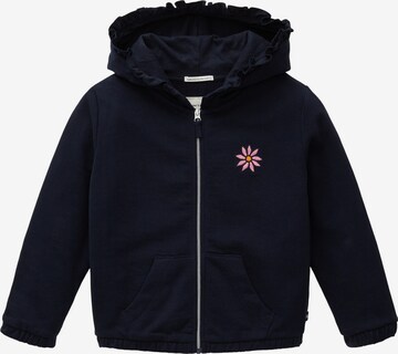 TOM TAILOR Zip-Up Hoodie in Blue: front