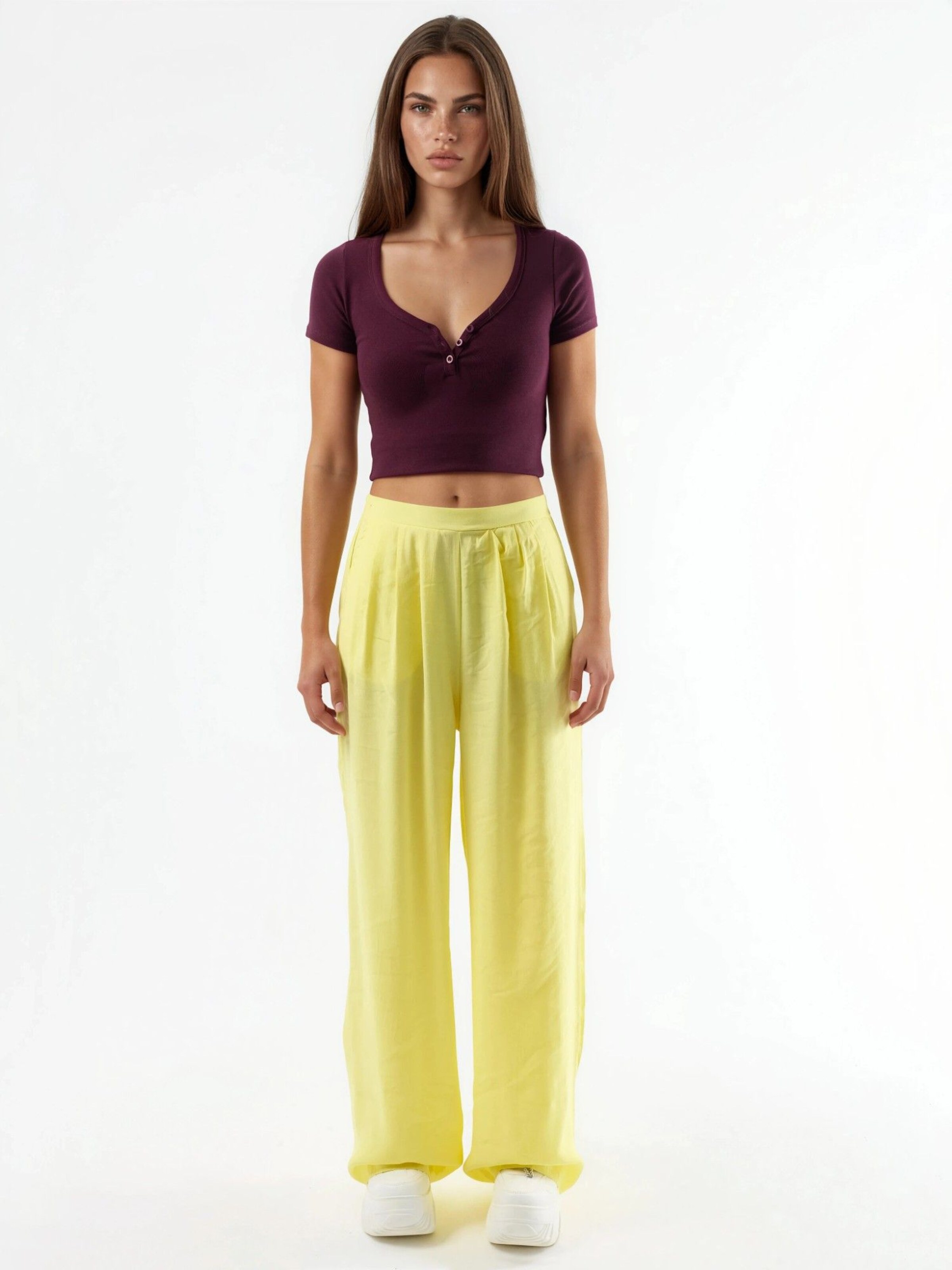 Wide Leg Pantalon Busem en jaune