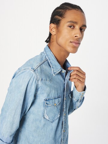 REPLAY Regular fit Button Up Shirt in Blue