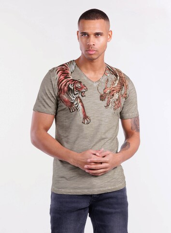 Key Largo T-Shirt 'DRAGON' in Grau: predná strana