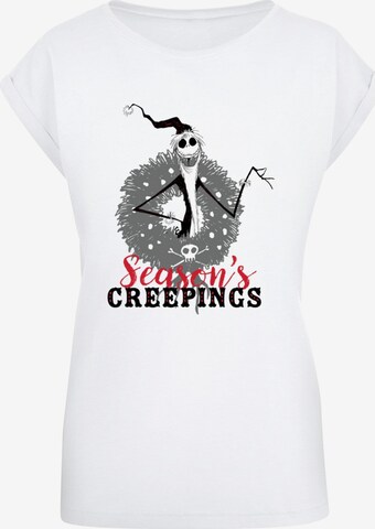 ABSOLUTE CULT Shirt 'The Nightmare Before Christmas - Seasons Creepings Wreath' in Wit: voorkant