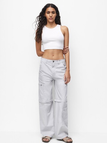 Pull&Bear Wide leg Pants in Grey: front