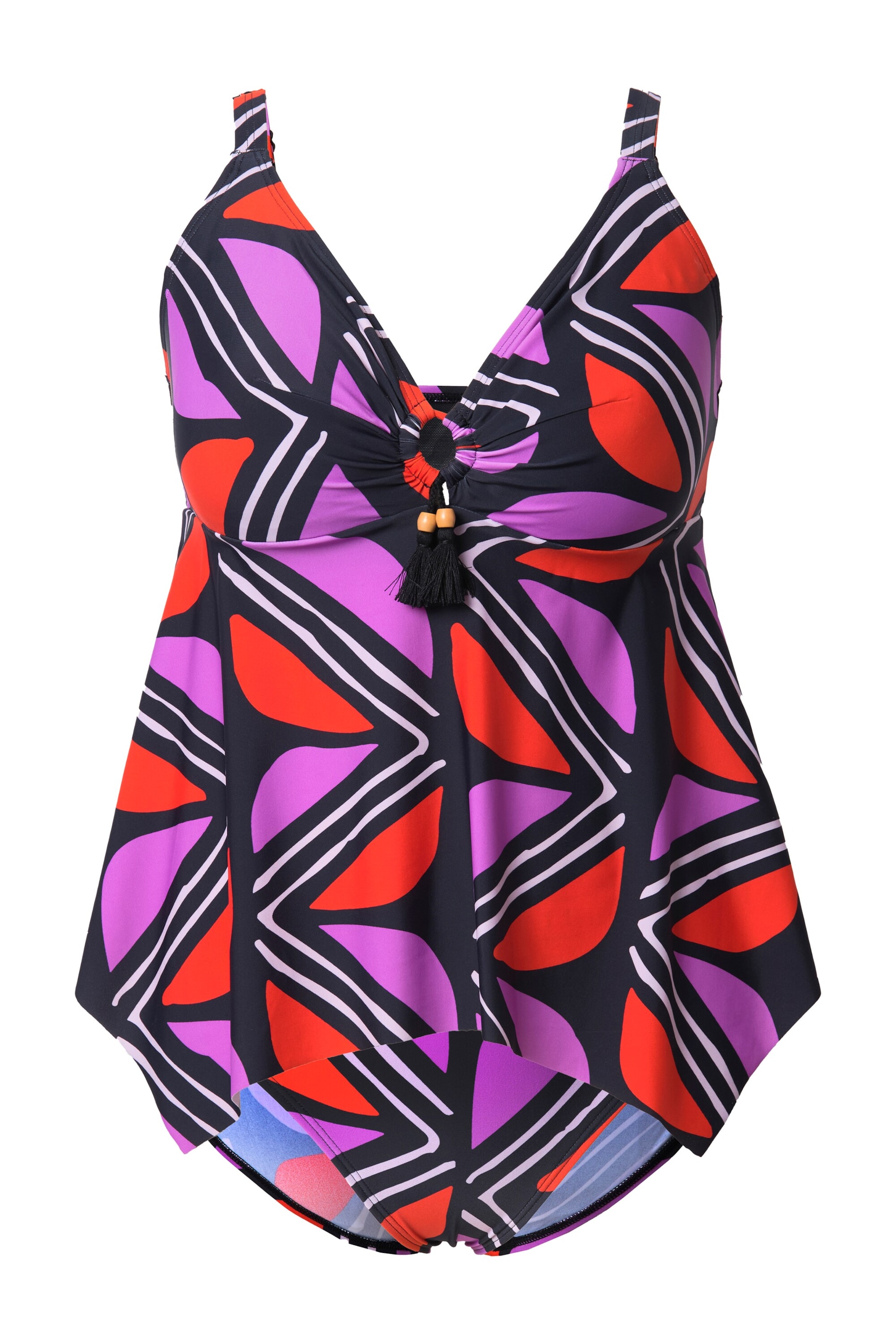 Ulla Popken T-shirt Tankini &#x27;Judith&#x27; in Zwart: voorkant