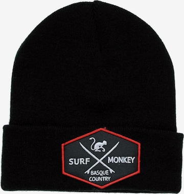 Surf Monkey Mütze in Schwarz: Vorderseite