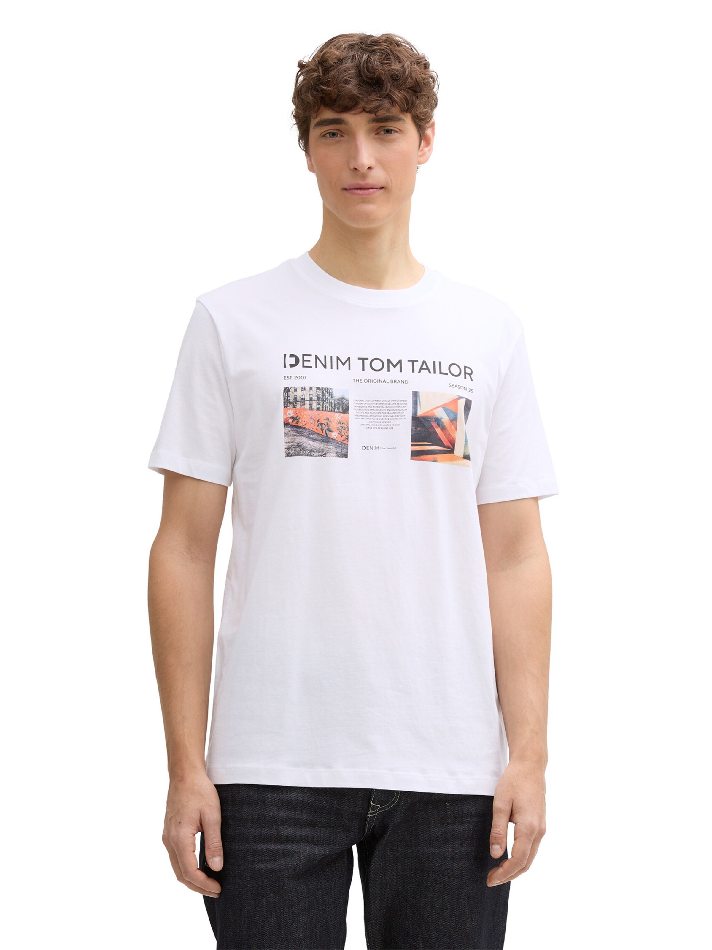 TOM TAILOR DENIM Tričko – bílá: přední strana